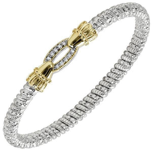 Vahan Sterling Silver & 14K Yellow Gold "Le Cercle" Diamond Oval Bangle Bracelet