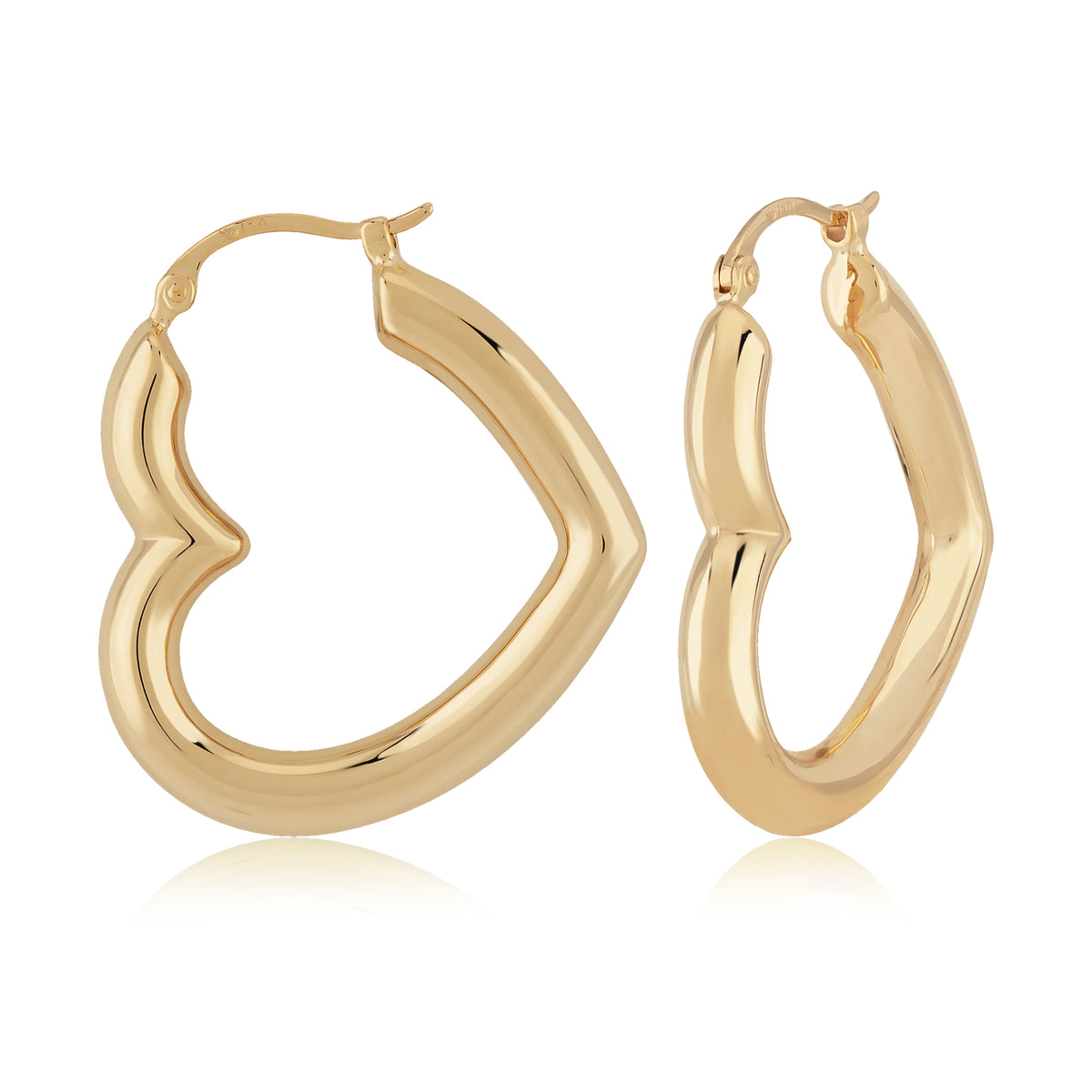 Ben Garelick 14K yellow gold high polished open heart hoop earrings with snap-down wires