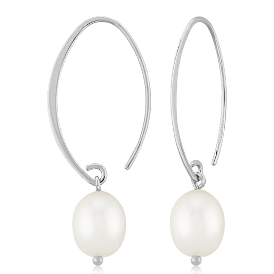 Ben Garelick sterling silver sweep earrings with oval white freshwater pearl drops