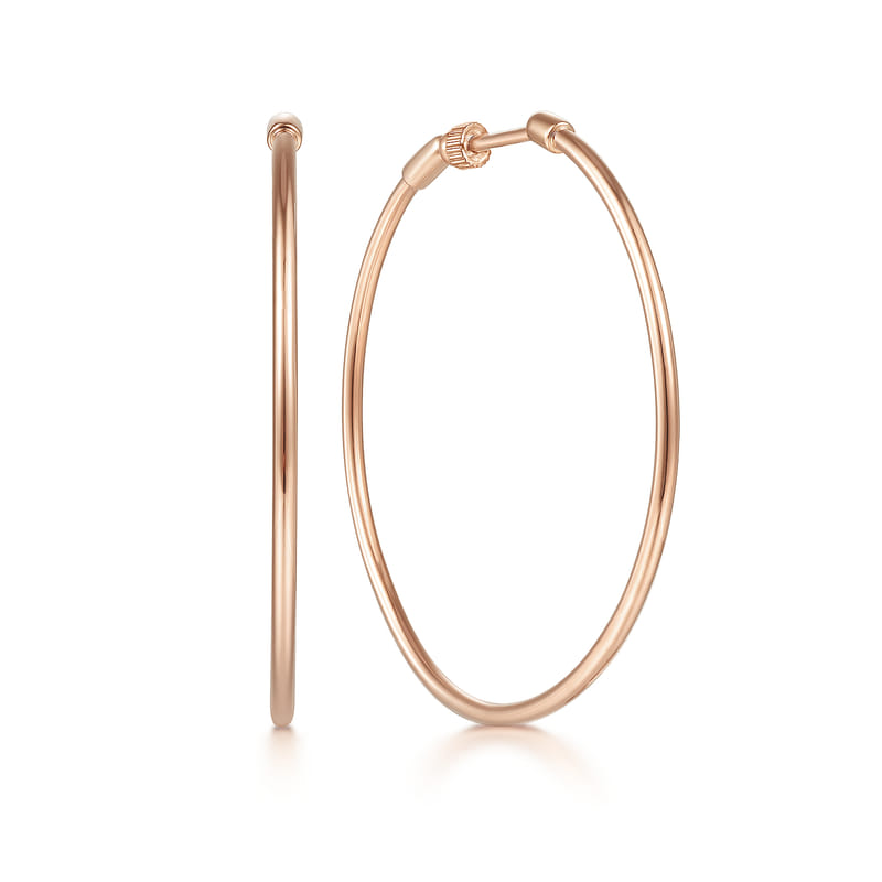 Gabriel & Co. 40MM Rose Gold High Polished Round Classic Hoop Earrings
