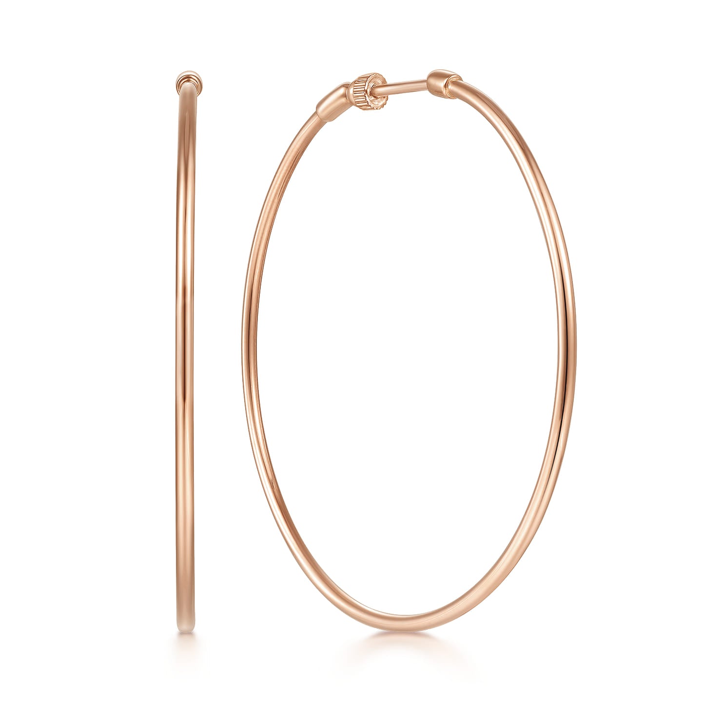 Gabriel & Co. 50MM Rose Gold High Polished Round Classic Hoop Earrings 