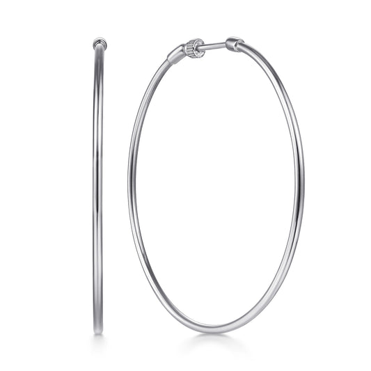 Gabriel & Co. 50MM White Gold High Polished Round Classic Hoop Earrings