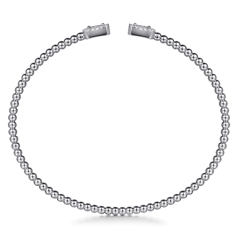 Gabriel & Co. White Gold Bujukan Open Cuff Bracelet with Halo Diamond Baguettes 