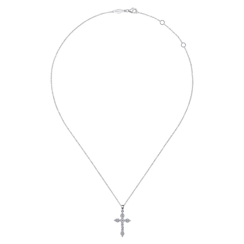 Gabriel & Co. 14K White Gold 0.60 Carat Diamond Cross Pendant Necklace