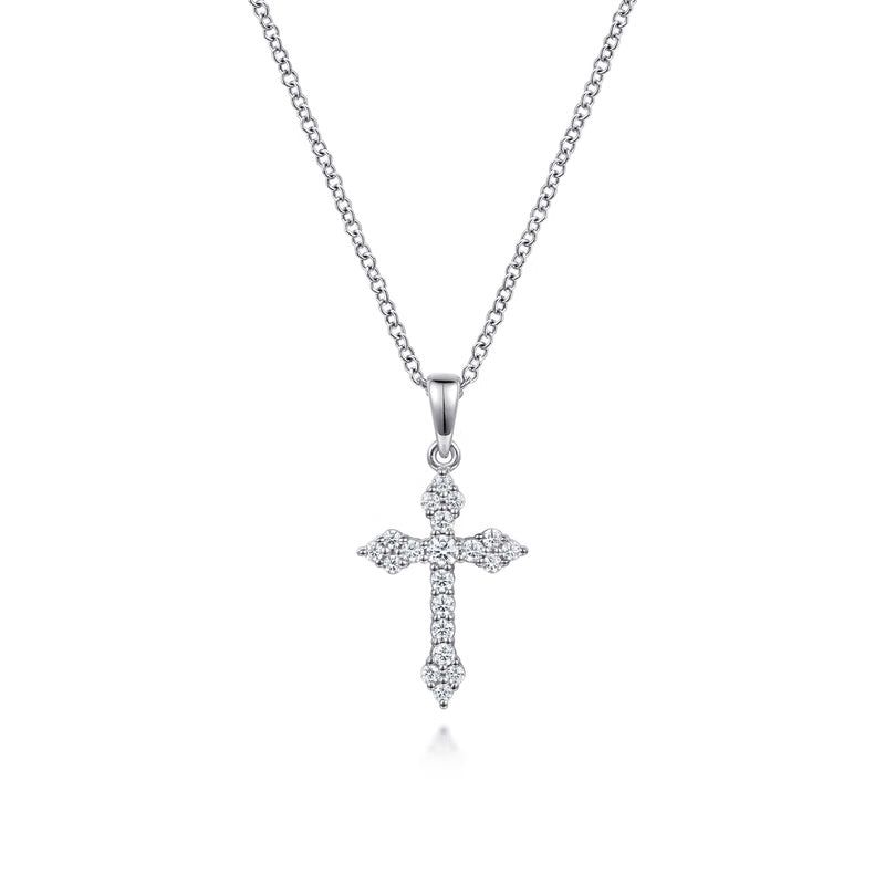 Gabriel & Co. 14K White Gold 0.25 Carat Diamond Cross Pendant Necklace