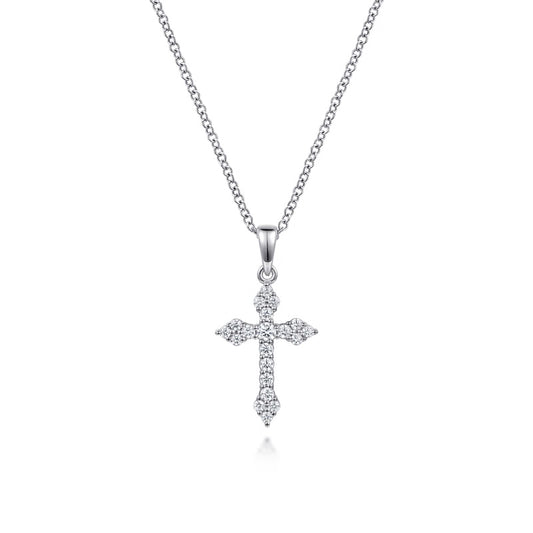 Gabriel & Co. 14K White Gold 0.25 Carat Diamond Cross Pendant Necklace