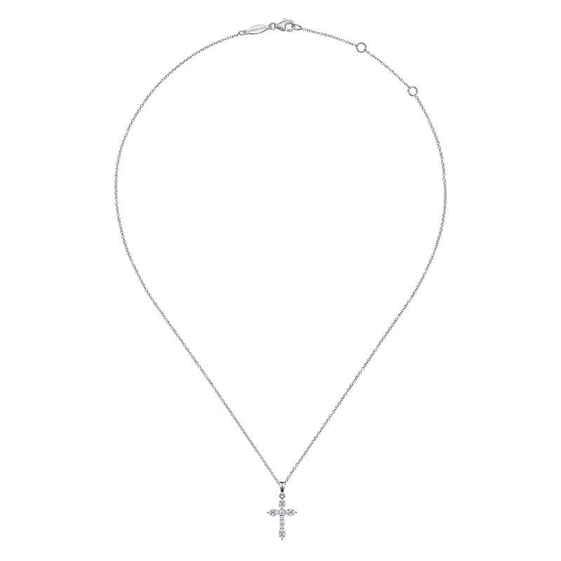 Gabriel & Co. 14K White Gold 0.25 Carat Diamond Cross Pendant Necklace