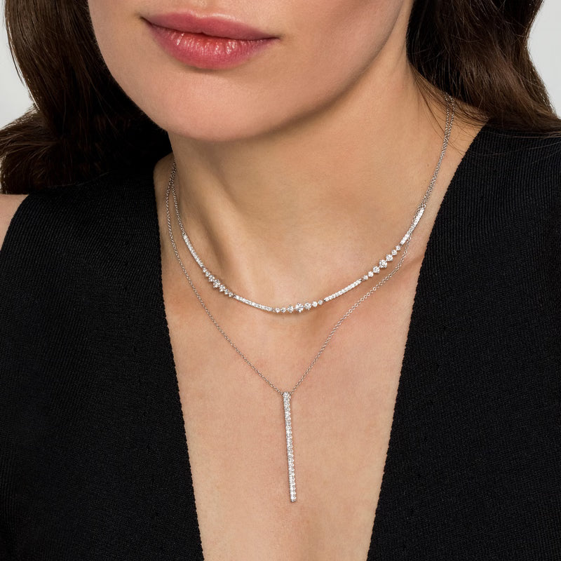 Gabriel & Co. Lusso 14K White Gold Diamond Necklace When Worn