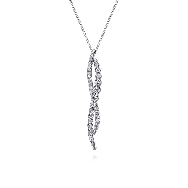 Gabriel & Co. 14K White Gold Round Cut Diamond Pave Twist Pendant