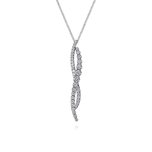 Gabriel & Co. 14K White Gold Round Cut Diamond Pave Twist Pendant