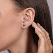 Load image into Gallery viewer, Gabriel &amp; Co. Lusso Diamond and Blue Sapphire Stud Earrings
