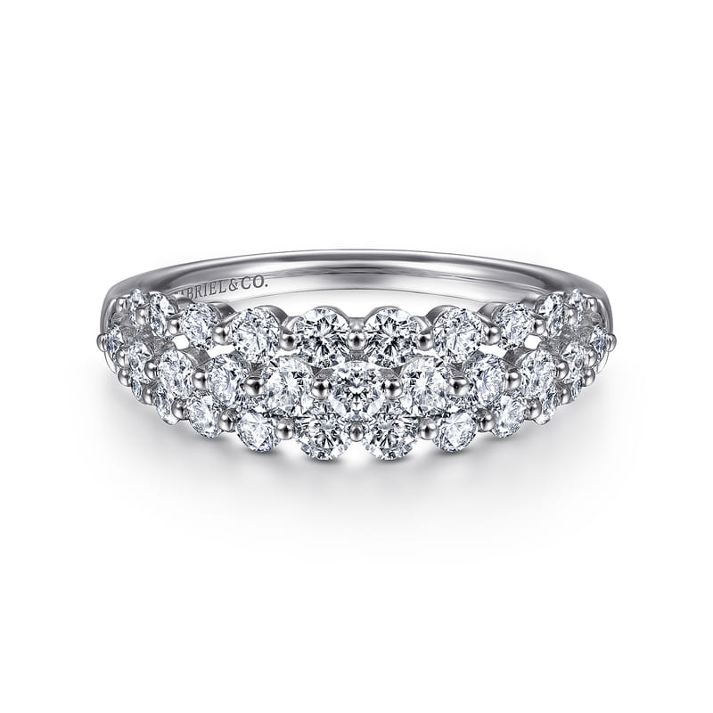 Gabriel & Co. White Gold Multi-Row Pave Diamond Fashion Ring