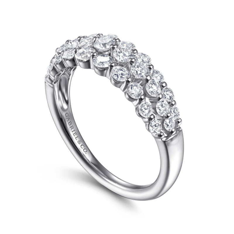 Gabriel & Co. White Gold Multi-Row Pave Diamond Fashion Ring