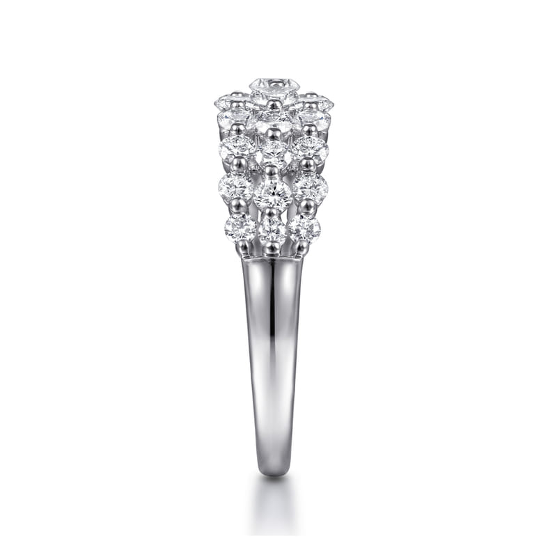 Gabriel & Co. White Gold Multi-Row Pave Diamond Fashion Ring