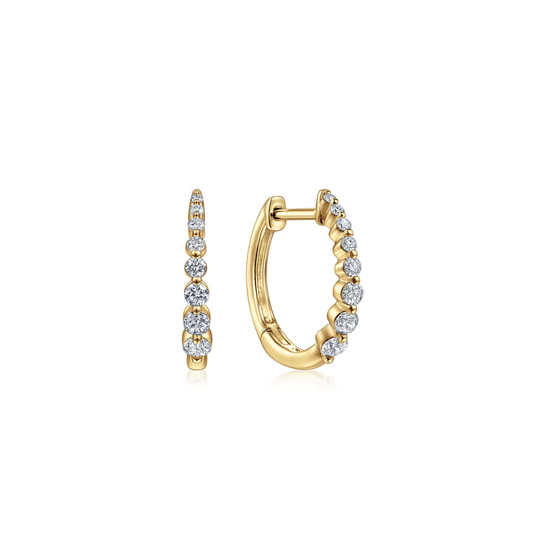 Gabriel & Co. 14K Yellow Gold Lusso 15mm Classic Graduating Huggie Diamond Earrings