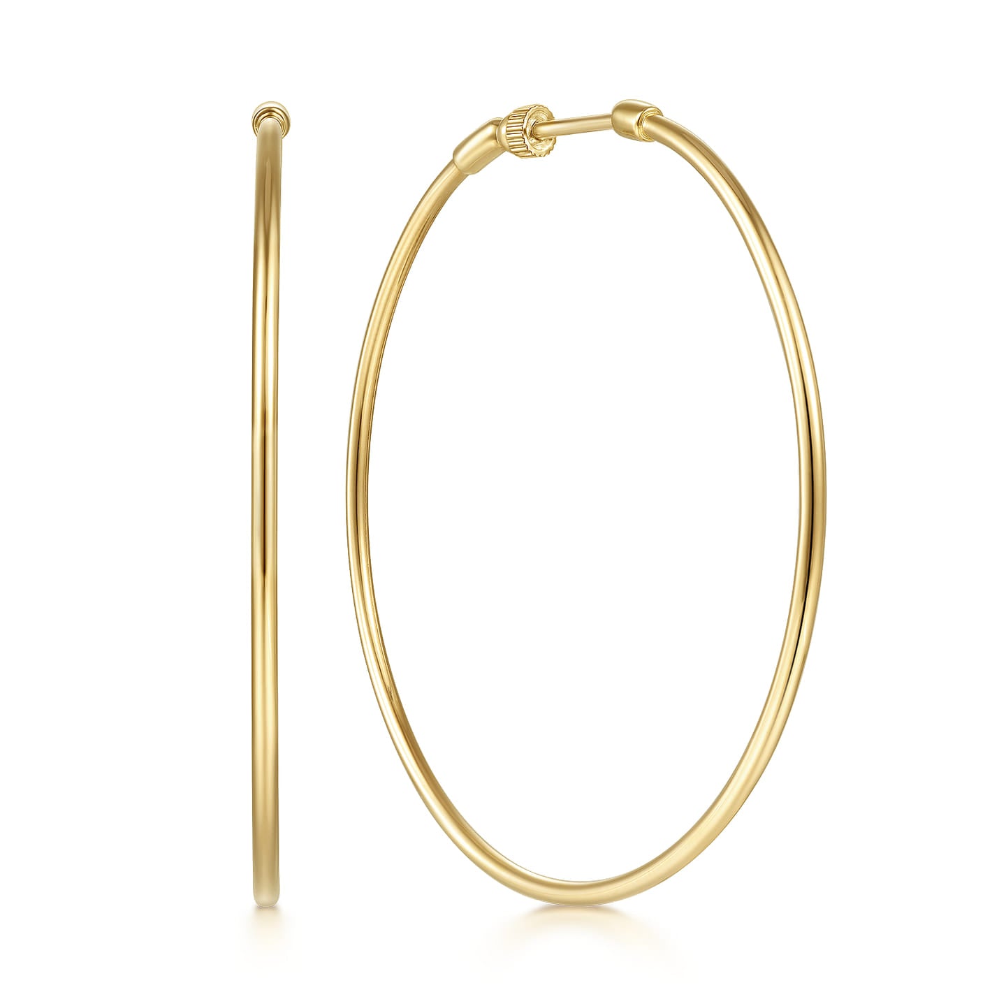 Gabriel & Co. 50MM Yellow Gold High Polished Round Classic Hoop Earrings