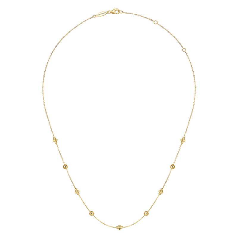 Gabriel & Co. 14K Yellow Gold Bujukan High Polish Beaded Clover Necklace