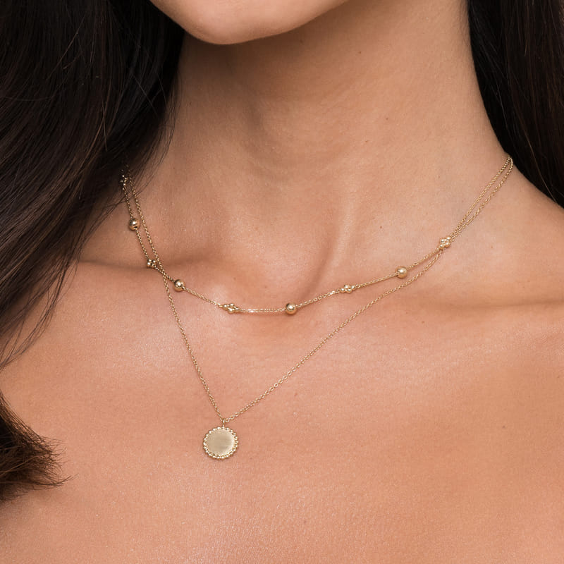 Gabriel & Co. 14K Yellow Gold Bujukan High Polish Beaded Clover Necklace