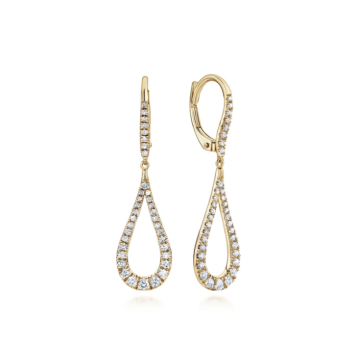 Gabriel & Co. Contoured Pear Shaped Diamond Drop Earrings
