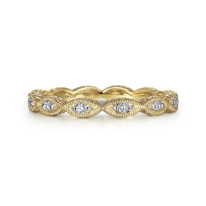 Gabriel & Co. "Luminous" Vintage Styled Diamond Ring with Milgrain Finish