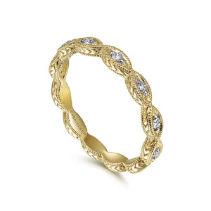 Gabriel & Co. "Luminous" Vintage Styled Diamond Ring with Milgrain Finish