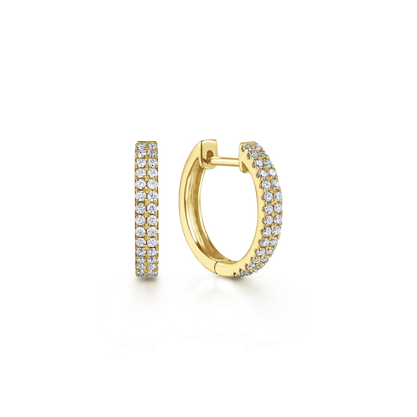 Gabriel & Co. Yellow Gold French Pave Thin Diamond Hoop Earrings