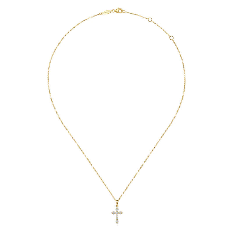 Gabriel & Co. 14K Yellow Gold 0.25 Carat Diamond Cross Pendant Necklace