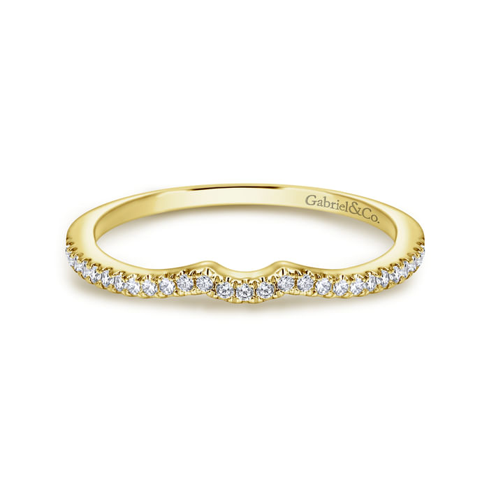 Gabriel & Co. Yellow Gold Elyse Curved Prong Set Diamond Wedding Band