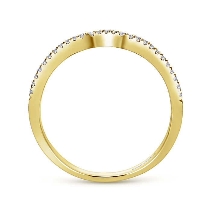 Gabriel & Co. Yellow Gold Elyse Curved Prong Set Diamond Wedding Band