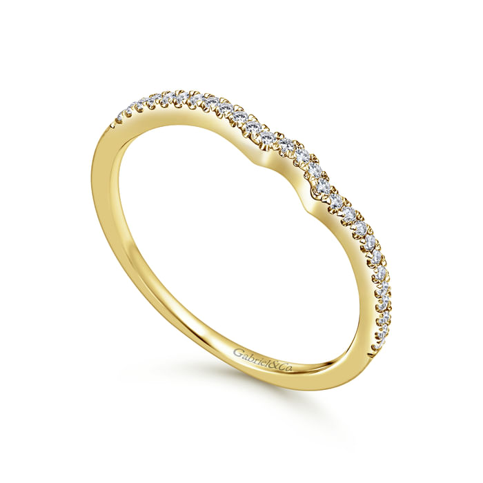 Gabriel & Co. Yellow Gold Elyse Curved Prong Set Diamond Wedding Band