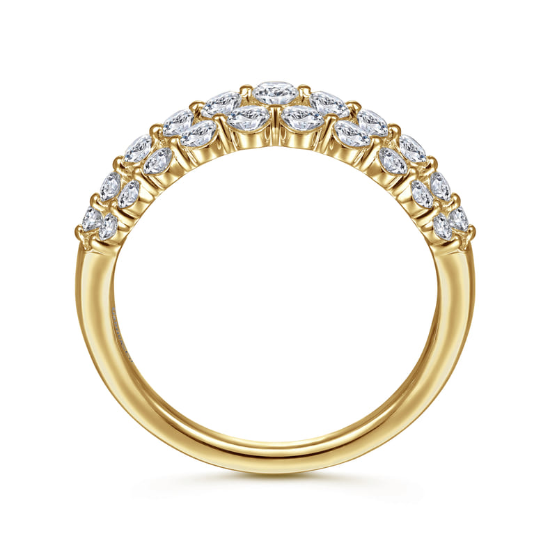 Gabriel & Co. Yellow Gold Multi-Row Pave Diamond Fashion Ring