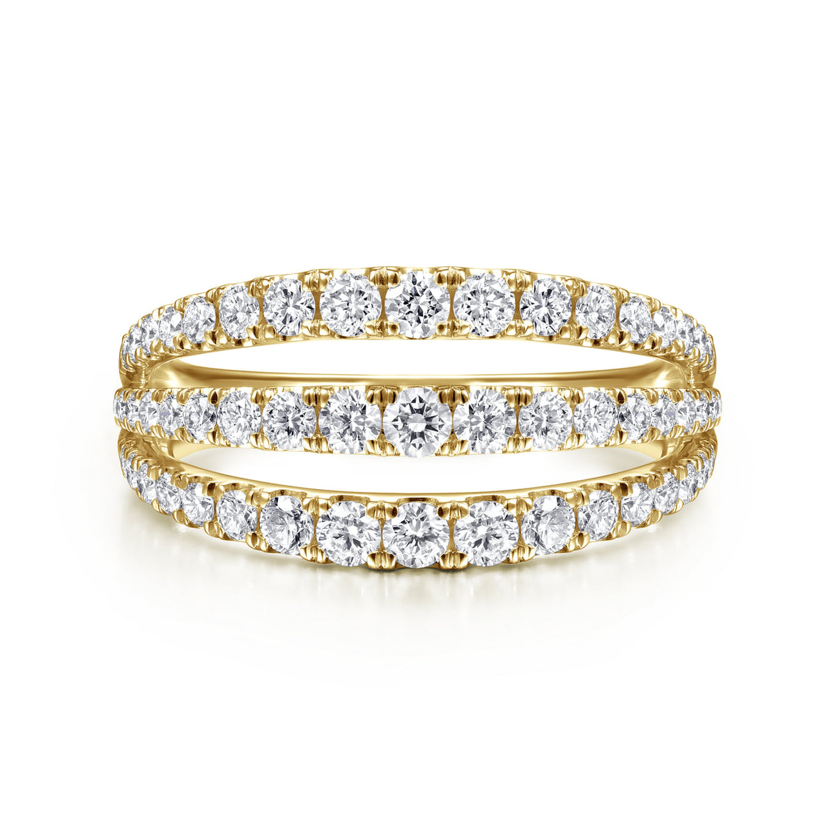 Gabriel & Co. 14K Yellow Gold Three Row Diamond Fashion Ring