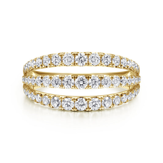 Gabriel & Co. 14K Yellow Gold Three Row Diamond Fashion Ring