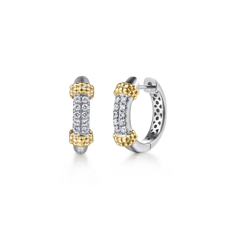 Gabriel & Co. Bujukan White Sapphire Huggie Earrings in 14K Yellow Gold & Sterling Silver