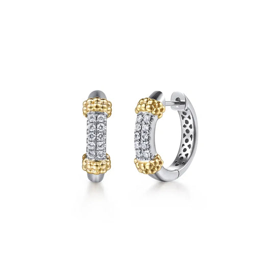 Gabriel & Co. Bujukan White Sapphire Huggie Earrings in 14K Yellow Gold & Sterling Silver