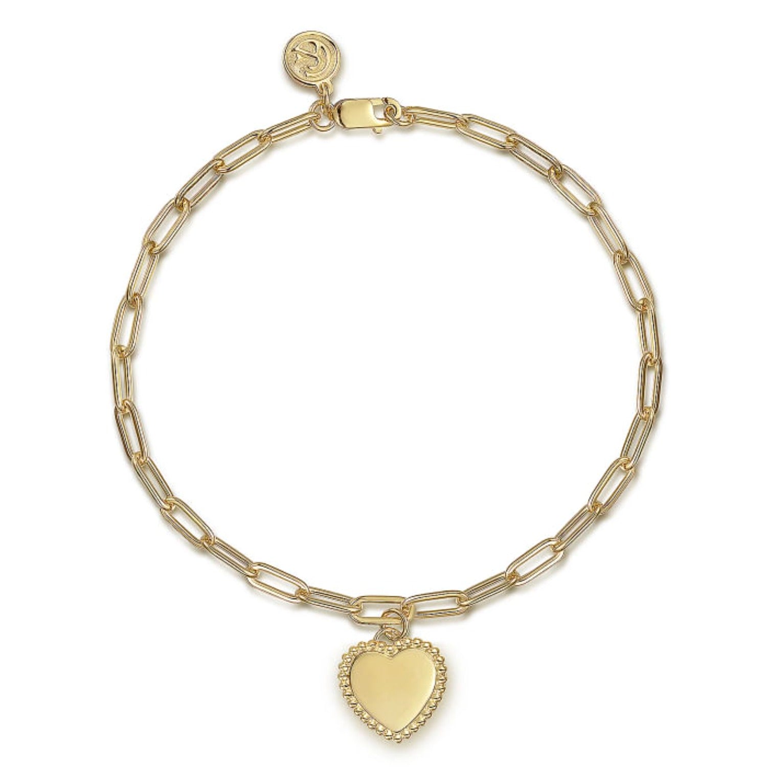 Heart Charm - 18K White Gold Bracelet with Black Diamonds
