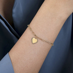 Gabriel & Co. Paperclip Bracelet with Customizable Heart Charm
