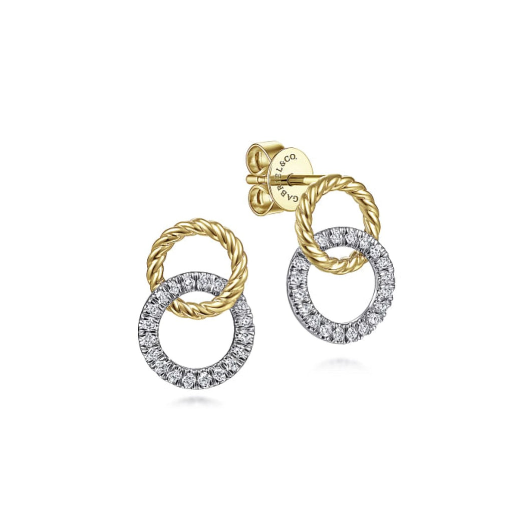 Gabriel & Co. Twisted Rope Double Circle Diamond Earrings