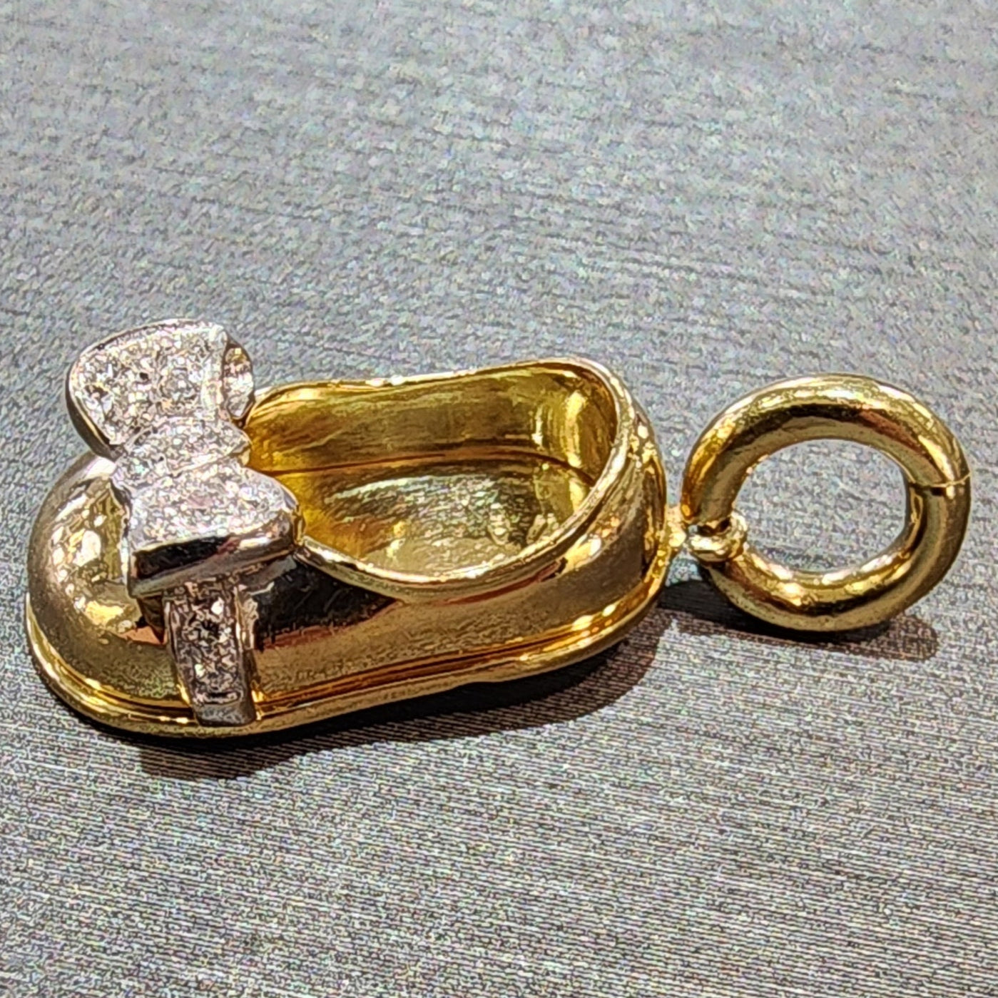 Aaron Basha Estate 18K Yellow Gold Diamond Ballet Shoe Charm