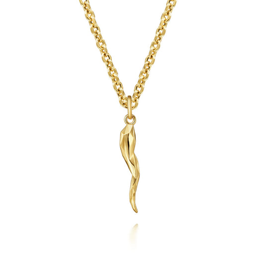 Gabriel & Co. 14K Yellow Gold Italian Horn Pendant Necklace on a 22 Inch Chain