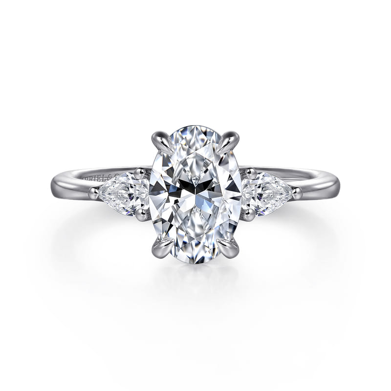 Gabriel & Co. White Gold Sima Three Stone Diamond Engagement Ring