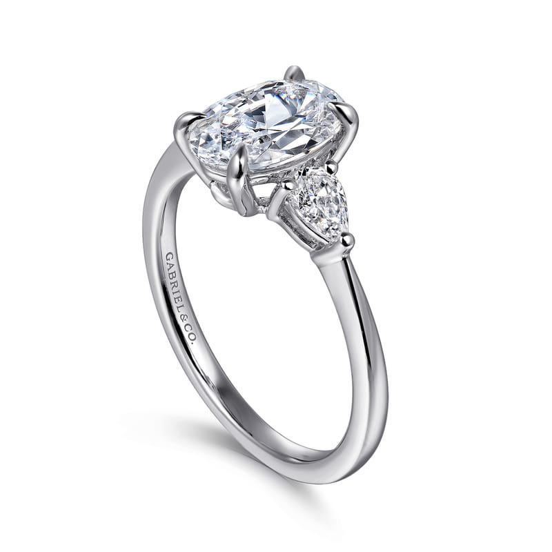 Gabriel & Co. White Gold Sima Three Stone Diamond Engagement Ring