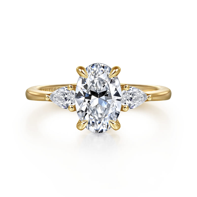 Gabriel & Co. Yellow Gold Sima Three Stone Diamond Engagement Ring