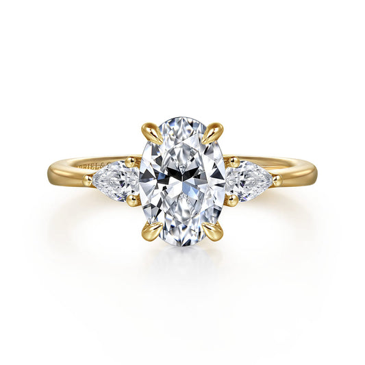 Gabriel & Co. Yellow Gold Sima Three Stone Diamond Engagement Ring