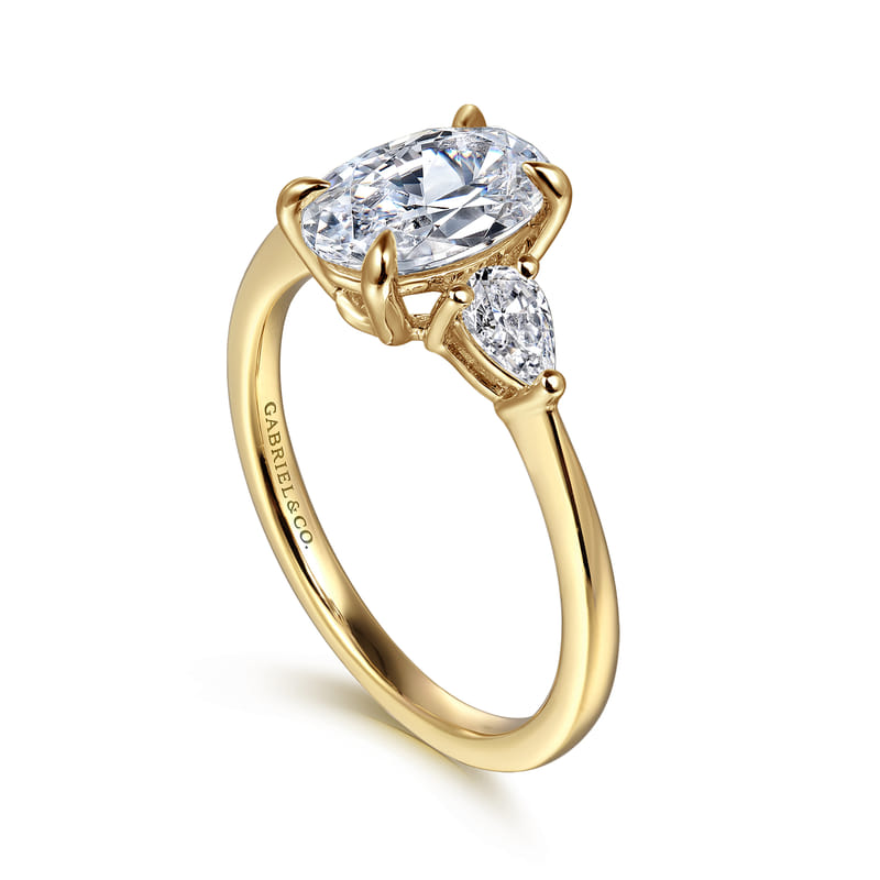 Gabriel & Co. Yellow Gold Sima Three Stone Diamond Engagement Ring