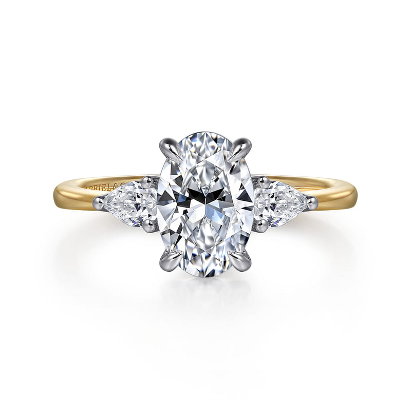 Gabriel & Co. Two-Tone Yellow & White Gold Sima Three Stone Diamond Engagement Ring