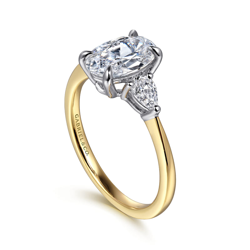 Gabriel & Co. Two-Tone Yellow & White Gold Sima Three Stone Diamond Engagement Ring