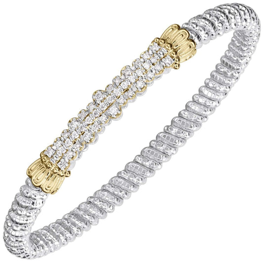 Vahan Sterling Silver & 14K Yellow Gold Diamond Cluster Bangle Bracelet