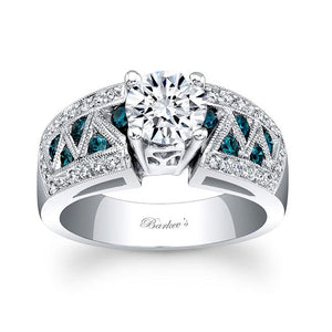 Barkev's Wide Blue & White Diamond Engagement Ring