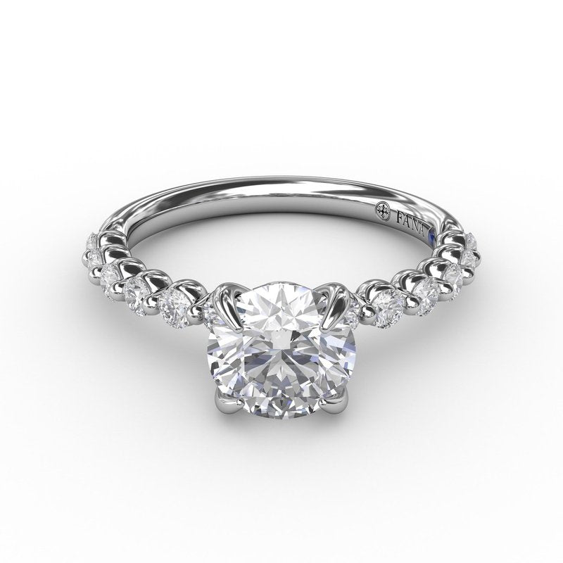 Fana Contemporary Round Cut Side Prong Set Diamond Engagement Ring